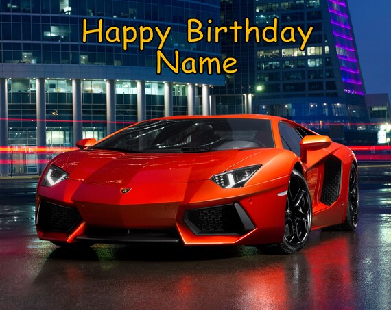 Lamborghini Lambo Car Edible Image Cake Topper Personalized