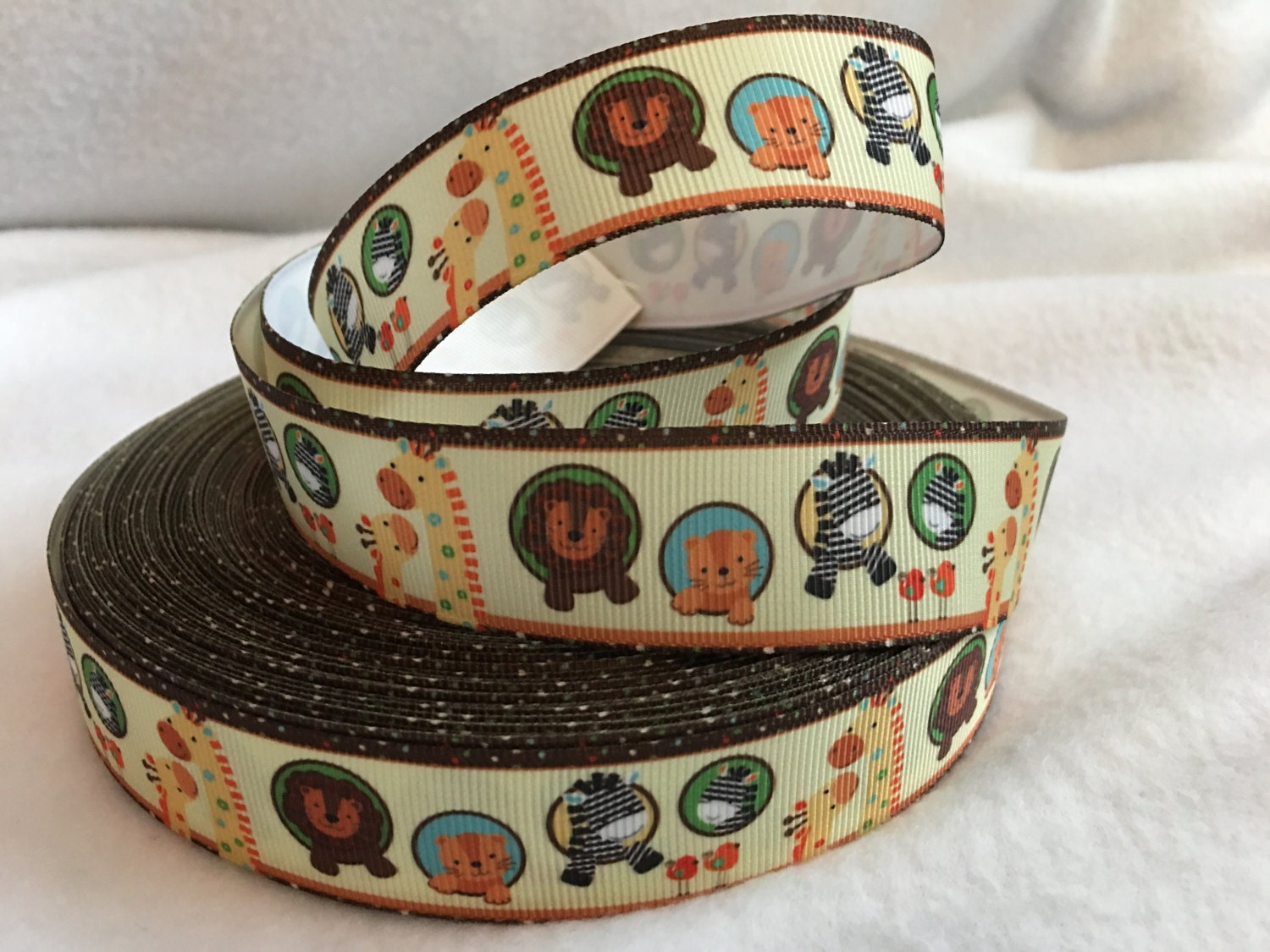Jungle Animal Ribbon, Cute Jungle Animals, Zoo Animals Ribbon, Hairbow