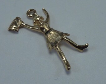 14K Yellow Gold Cheerleader Charm, 1.1 grams