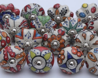 Mixed Muticolor Dotted Ceramic Door Knobs Handpainted Ceramic Knobs Kitchen Cabinet Drawer Knobs Ceramic Pumpkin Knobs