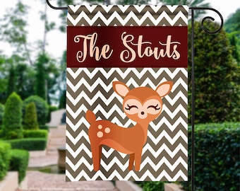 Personalized Garden Flag - Bambi Fall - Winter Flag Monogrammed 12 by 18 Yard Flag Best Selling Gifts For Her Home Decor