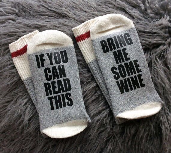 WINE SOCKS If you can read this Bring me Some Wine-Wine