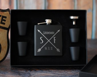 Custom Groomsmen Flask Set, Best Man Gift Box, Groomsmen Gift Set, Will You Be My Groomsman, Personalized Gift Set, Wedding Party Favors