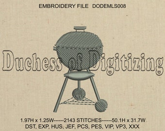 BBQ Grill Embroidery Design, Barbeque Grill Embroidery Design, BBQ Grill Embroidery File, Barbeque Grill Embroidery File, DODEMLS008