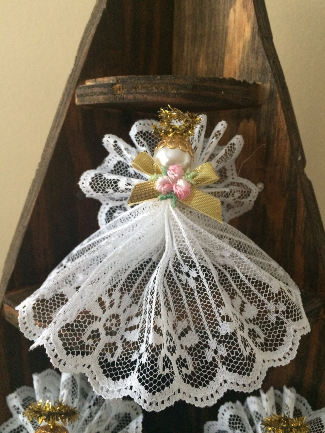 Angel Ornaments Lace Angels Set of 3 HandCrafted Lace