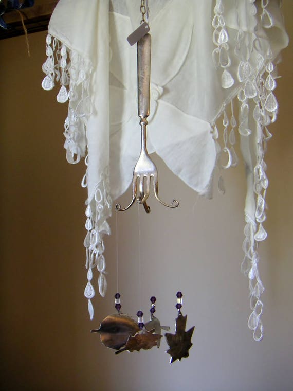 Wind Chimes Silver Vintage Antique Wind Chimes Silver Vintage Antique Fork Maple Leaves Purple Oak Leaf Ash
