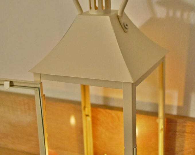 10%OFF Vintage off white Lantern /Metallic Candle Holder / wedding Lanterns/ wedding lanterns centerpiece