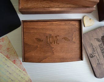 Wood photo box, Wedding Memory, photographers usb box Wood Photo Box 4,3"x6,3" (11x16 cm)