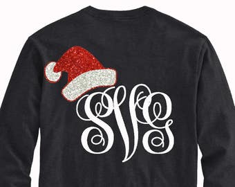 Santa hat, christmas svg, Santa hat monogram svg, SVG, DXF, EPS, christmas cut file, santa clause svg, monogram svg, holiday svg, cricut