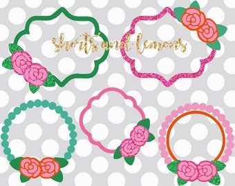 Flower svg, Flower monogram svg, rose Floral Frame svg, Flower Monogram svg, DXF, EPS, PNG, Rose svg, Floral Wreath svg, Silhouette, Cricut