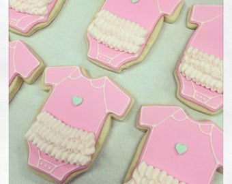 Custom Baby Onesie with Ruffle Sugar Cookies!