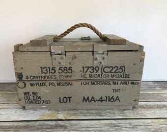 Military Box, Vintage Ammo Box, Vintage Wood Crates, Ammunition Box, Green Wood Box