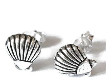 Sterling Silver Shell Stud Earrings/Highly polished/Gifts/wedding/bridesmaid