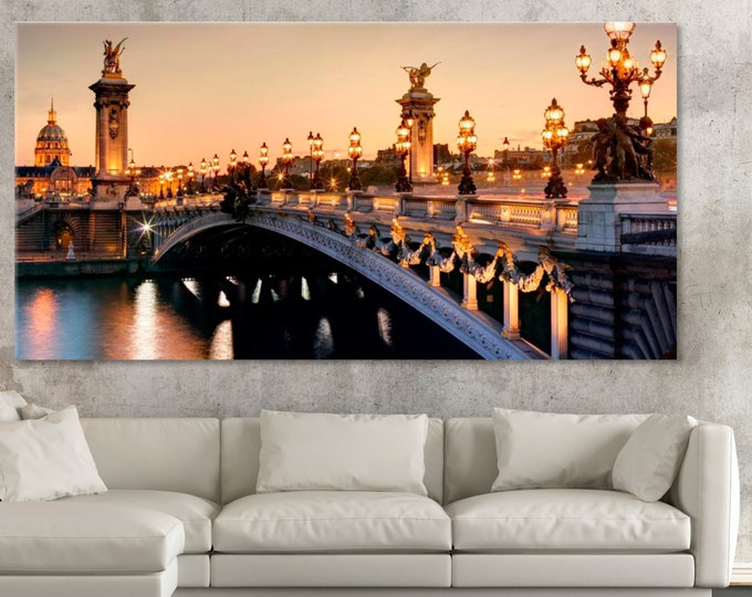 Paris France Bridge Photo canvas wall art, Paris Bridge Wall Art, Paris City Streets Photo, Alexander Bridge, Pont Alexandre Photography