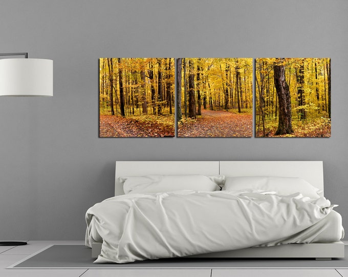 Large autumn panorama wall art canvas, fall art print, autumn wall art, autumn forest panorama wall art, fall decor, autumn forest print