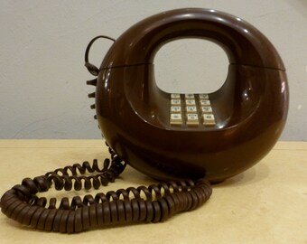 Vintage Brown Phone Western Electric 1970s Donut Circle