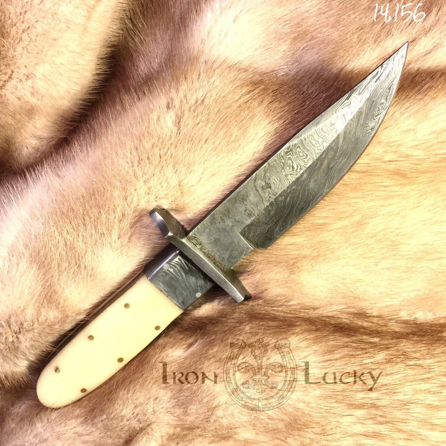 Handmade knife, damascus knife, hunting knife "Big White wolf". 14.156-01 from IronLucky on Etsy Studio