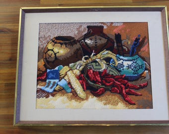 Native American Framed Needle Point Design
