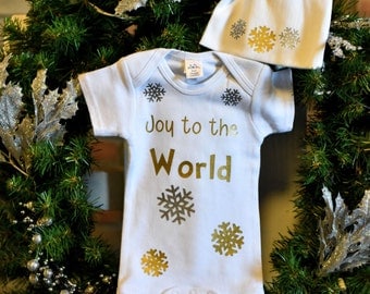 Christmas Baby Clothes-Christmas Baby-Holiday Baby Clothes-Holiday Baby-Christmas Baby Clothes Set-Joy to the World Design