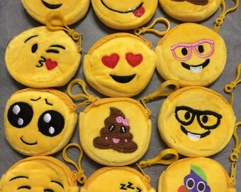Emoji coin purse 12 pcs set- Smiley faces purse- Emoticon purse- Emoji party- Emoji favor- Emoji party favors- Emoji little bags.
