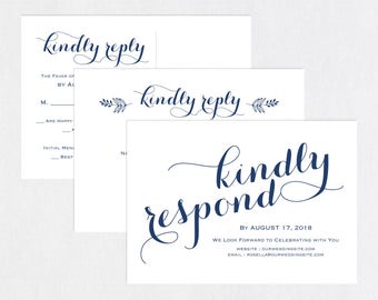 Navy Blue RSVP postcards templates, Wedding rsvp cards, wedding rsvp postcards, kraft rsvp card, RSVP Template, RSVP Postcard, WPC_667