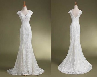 Sale! Mermaid Lace Wedding Dress. Free Shipping.