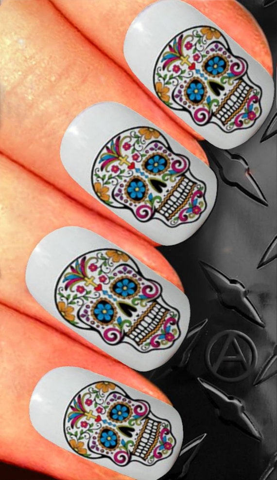 Nail Decals X 20 Nail Art Set Waterslide Nail Decals - Sugar Skull Yr ...