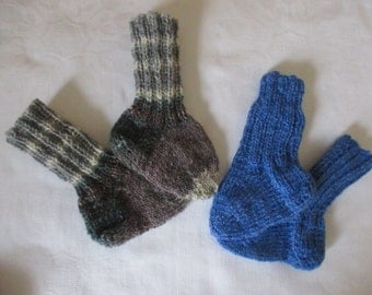 2 Pack Twin Pack baby socks hand made foot approx. 8.5 and 9.5 cm socks wool