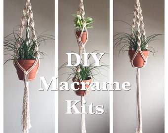 DIY Beginner Macramé Kit Plant Hangers Supplies Pattern Instructions Single Short Long Double Three Ways Arts Crafts Macramé Fiber Arts