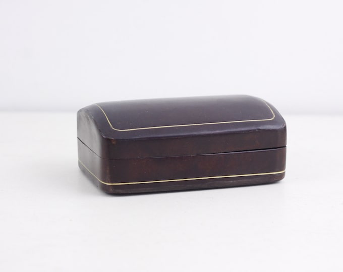Italian leather box, business card box, vintage card case, burgundy oxblood dark red genuine calf leather desk tidy, gift idea for him