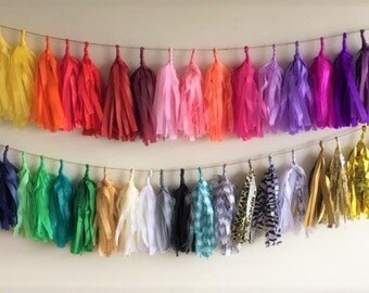 DIY Tissue Paper Tassel Garland or Tassel Balloon String/Pom Tassels/Party Garland/Party Tassels/Paper Banner/Party Decor/Balloon Tassels