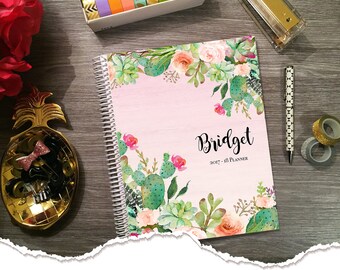 Monthly & Weekly Planner - Cactus - 1 Year Planner 2017 - 2018