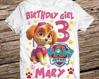 Personalized Paw patrol birthday shirt girl, Paw patrol birthday shirt, Birthday Girl shirt, Birthday shirts for Girl,Paw patrol outfit girl