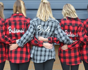 flannel bridesmaid getting ready outfit