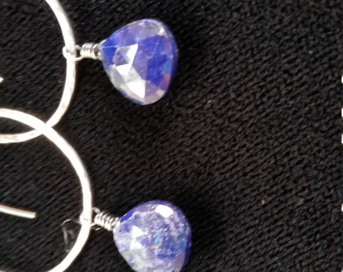 Deep Blue Sap[hire and Sterling Silver Earring