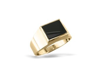 Mens black onyx ring Mans solid signet gold ring