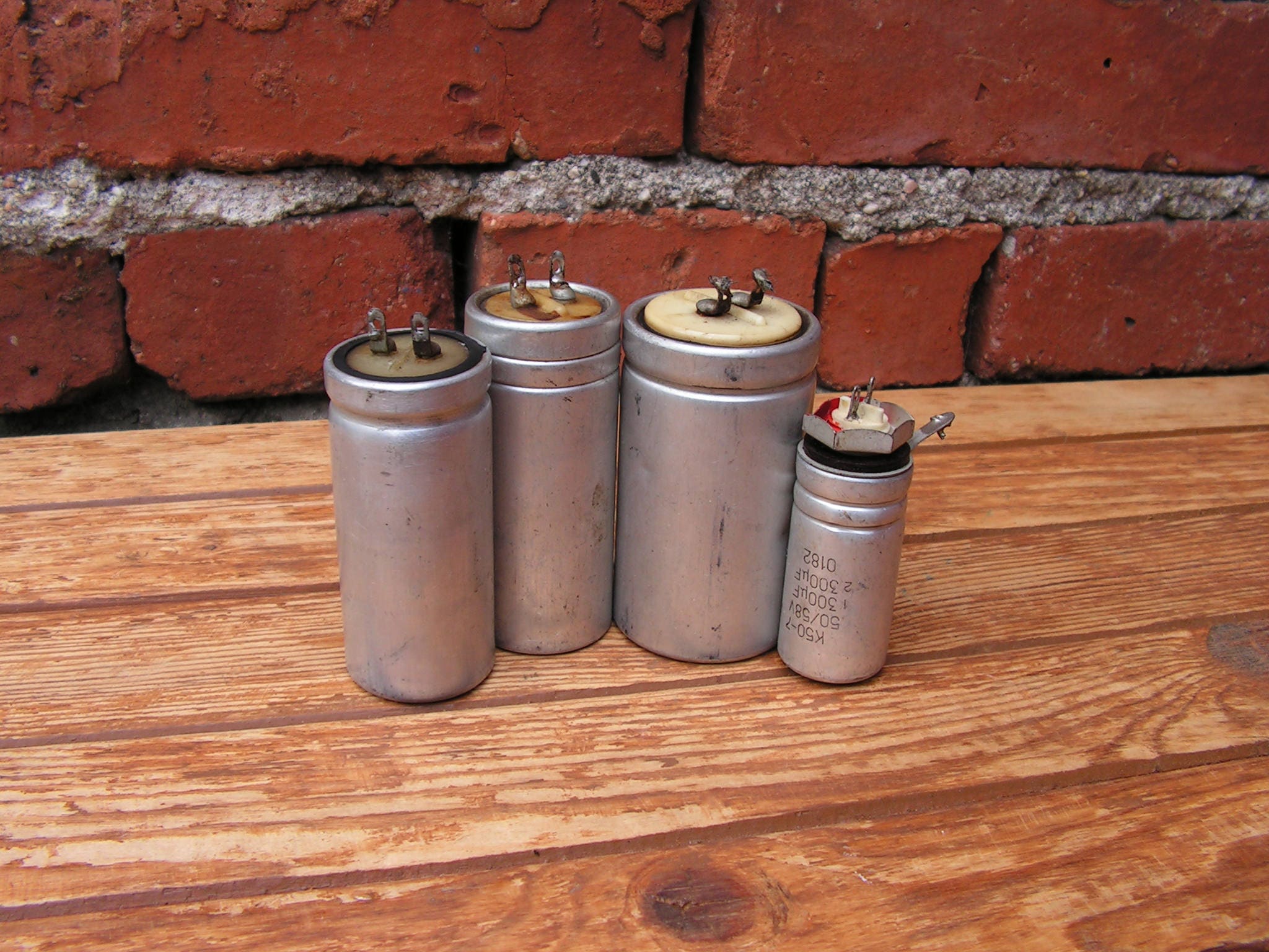 Set of 4 Old Capacitors Steampunk Supplies Vintage Big Capacitors and