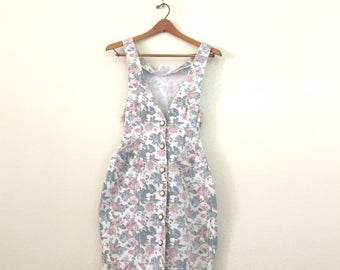 Nineties Pastel Floral Denim Jumper