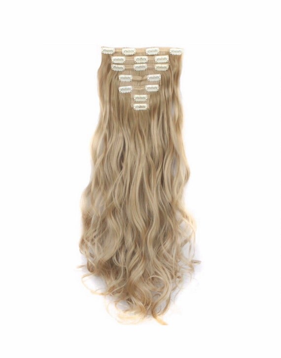 Blonde Hair Extensions Cool Ash Wavy Curly 24 Blonde Hair Extensions Cool Ash Wavy Curly 24 Full Set Clip In Double Weft Weave Premium Quality 104