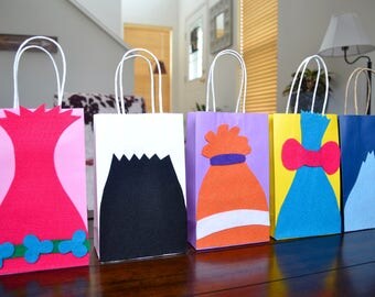 TROLLS FAVOR BAGS - Set of 12 Trolls favor bags, Trolls Birthday, Trolls party, Trolls invitation, Trolls Cake, Trolls party favors