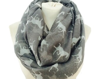 Horse infinity scarf, chunky scarf, cowl scarf, womens scarf, winter scarf, horse scarf, loop scarf, scarves, horse print infinity scarf