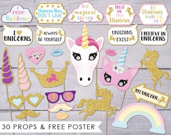 Unicorn Photo Booth Props, Unicorn Party, Photobooth Props, Unicorn Photo Props, Unicorn Photobooth, Photobooth Poster, Digital Download