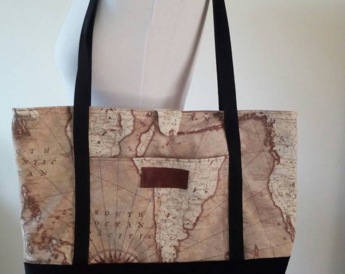 Large world map handbag