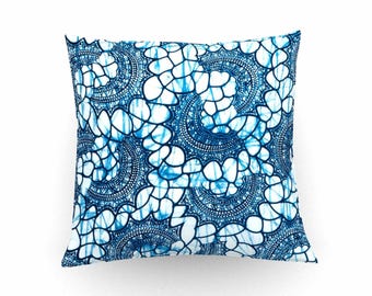 Vintage African print pillow, decorative pillow, cushion cover, African fabric, throw pillow, heart print pillow, home decor, boho cushion