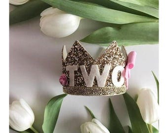 Two crown gold glitter birthday photoprop cakesmash party