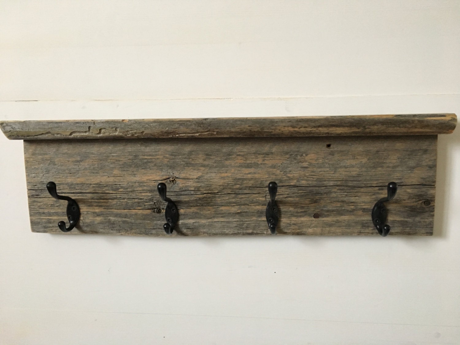 Barnwood Coat Hook Board with Shelf