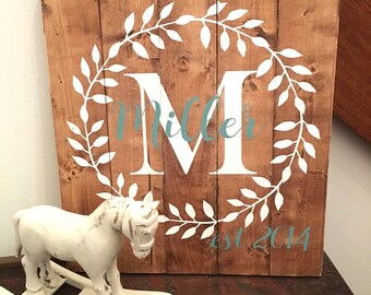 Custom Family Name Established, Wood Farmhouse Sign, Wooden Established Sign Family Name, Wood Est Name Sign, Wooden Sign