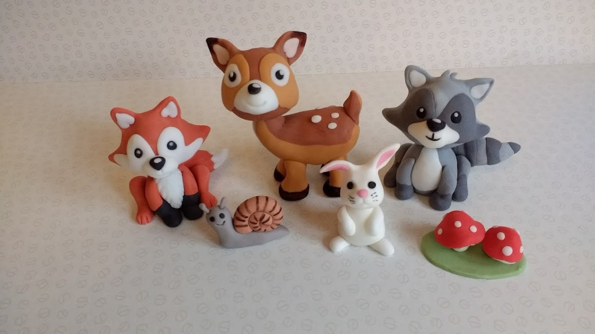 Woodland animals cake topper handmade edible by caketoppersbymaris