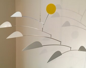 MOBILE Kinetic, Mid-Century Modern Mobile, Hanging Mobile Art Sculpture, Aluminum Mobile - SeaBIRDS