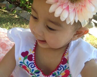 6 to 12 month Mexican girl blouse, embroidered blouse, fiesta baby dress, Mexican baby clothing, fiesta party dress, Mexican baby dress